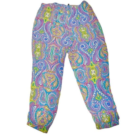 Cynthia Rowley Paisley Print Shirred Pocket Elastic Waist Jogger Pants Sz Large - Picture 4 of 7